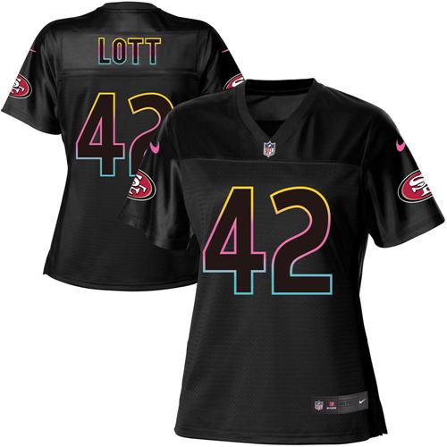 Nike 49ers #42 Ronnie Lott Black Women's NFL Fashion Game Jersey